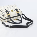 MCM Logogram Vicetos Hand Bag PVC Leather 2way White Gold Auth 206543A-9