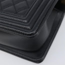 CHANEL Boy Chanel Matelasse Chain Bag Caviar Skin Black Gold CC Auth 206546SAM-14