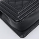 CHANEL Boy Chanel Matelasse Chain Bag Caviar Skin Black Gold CC Auth 206546SAM-15
