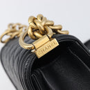 CHANEL Boy Chanel Matelasse Chain Bag Caviar Skin Black Gold CC Auth 206546SAM-18