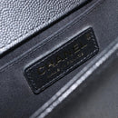CHANEL Boy Chanel Matelasse Chain Bag Caviar Skin Black Gold CC Auth 206546SAM-21