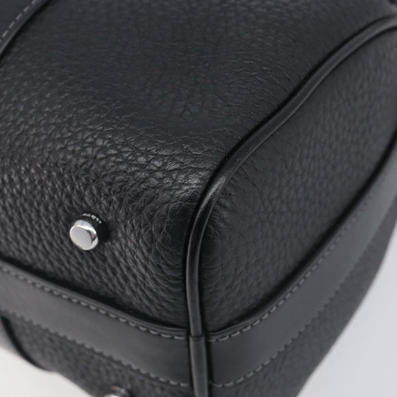 Coach Hand Bag Leather 2way Black Silver Auth 206548A