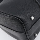 Coach Hand Bag Leather 2way Black Silver Auth 206548A-13