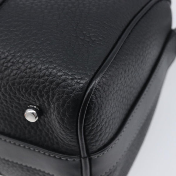 Coach Hand Bag Leather 2way Black Silver Auth 206548A