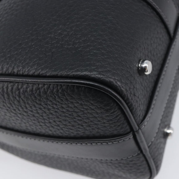 Coach Hand Bag Leather 2way Black Silver Auth 206548A