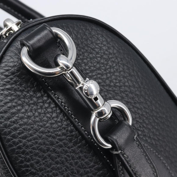 Coach Hand Bag Leather 2way Black Silver Auth 206548A