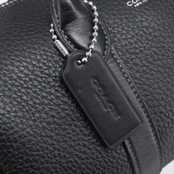 Coach Hand Bag Leather 2way Black Silver Auth 206548A