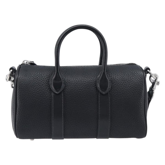Coach Hand Bag Leather 2way Black Silver Auth 206548A