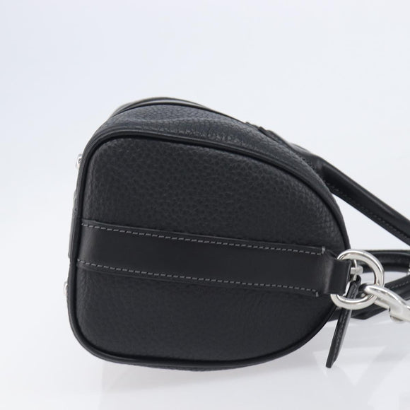 Coach Hand Bag Leather 2way Black Silver Auth 206548A