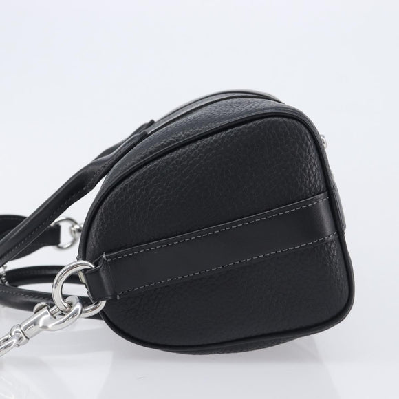 Coach Hand Bag Leather 2way Black Silver Auth 206548A