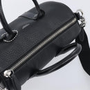 Coach Hand Bag Leather 2way Black Silver Auth 206548A-6