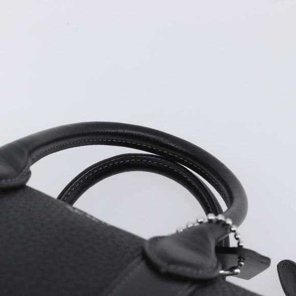 Coach Hand Bag Leather 2way Black Silver Auth 206548A