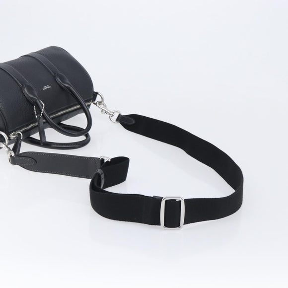 Coach Hand Bag Leather 2way Black Silver Auth 206548A