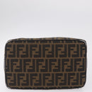 FENDI Zucca Canvas Vanity Hand Bag Black Brown Auth 206549A-11