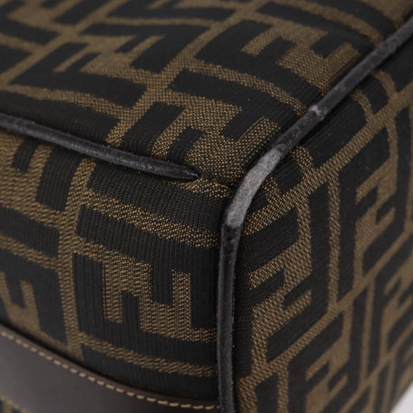 FENDI Zucca Canvas Vanity Hand Bag Black Brown Auth 206549A