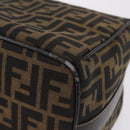 FENDI Zucca Canvas Vanity Hand Bag Black Brown Auth 206549A-15