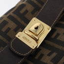 FENDI Zucca Canvas Vanity Hand Bag Black Brown Auth 206549A-16