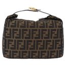 FENDI Zucca Canvas Vanity Hand Bag Black Brown Auth 206549A-2