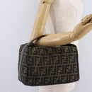 FENDI Zucca Canvas Vanity Hand Bag Black Brown Auth 206549A-26