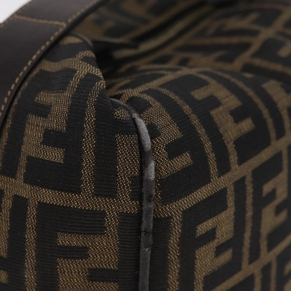FENDI Zucca Canvas Vanity Hand Bag Black Brown Auth 206549A