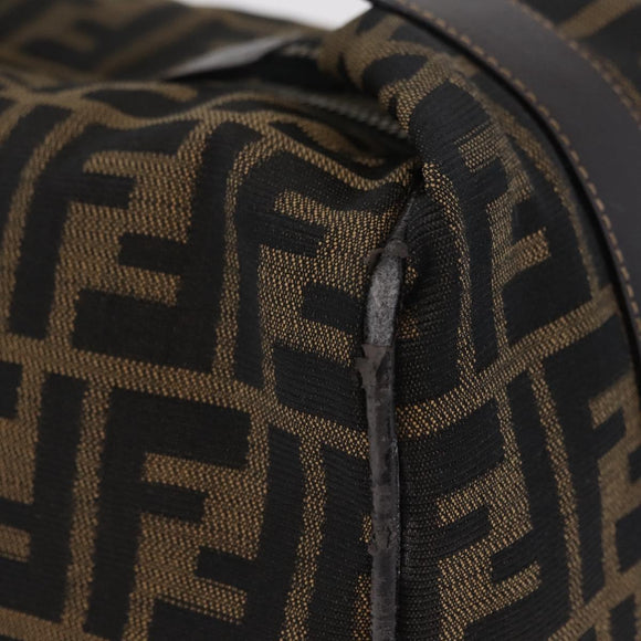 FENDI Zucca Canvas Vanity Hand Bag Black Brown Auth 206549A