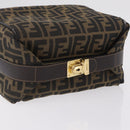 FENDI Zucca Canvas Vanity Hand Bag Black Brown Auth 206549A-8