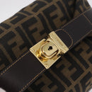 FENDI Zucca Canvas Vanity Hand Bag Black Brown Auth 206549A-9