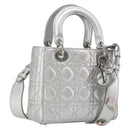 Christian Dior Canage Hand Bag Leather 2way Silver Auth 206553V-1
