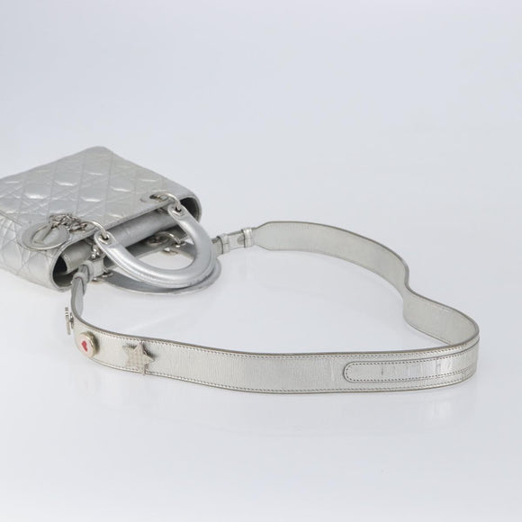 Christian Dior Canage Hand Bag Leather 2way Silver Auth 206553V