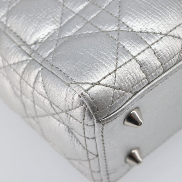 Christian Dior Canage Hand Bag Leather 2way Silver Auth 206553V