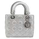 Christian Dior Canage Hand Bag Leather 2way Silver Auth 206553V-2