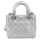 Christian Dior Canage Hand Bag Leather 2way Silver Auth 206553V-3