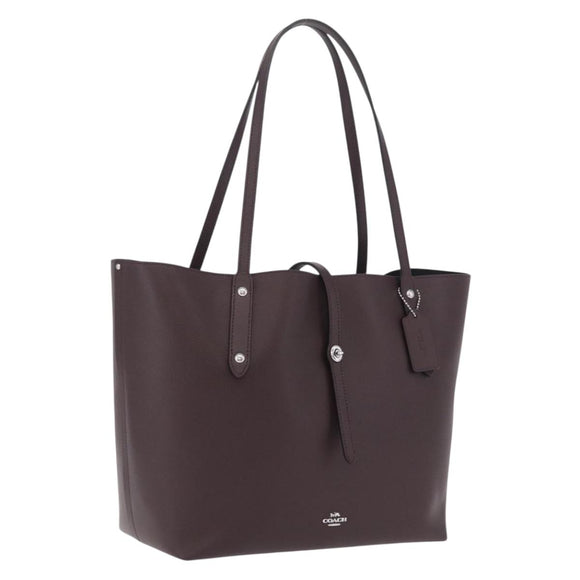 Coach Tote Bag Leather Bordeaux Silver Auth 206555A