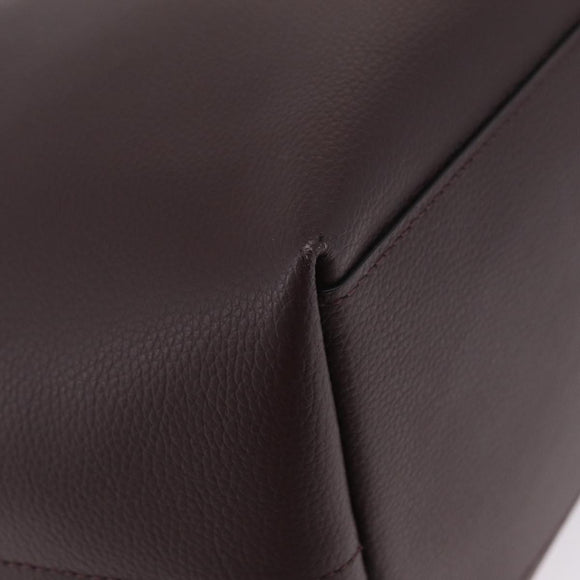 Coach Tote Bag Leather Bordeaux Silver Auth 206555A