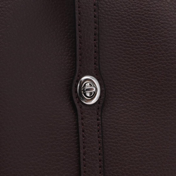 Coach Tote Bag Leather Bordeaux Silver Auth 206555A