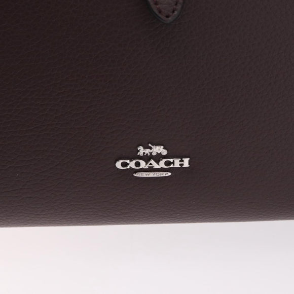 Coach Tote Bag Leather Bordeaux Silver Auth 206555A