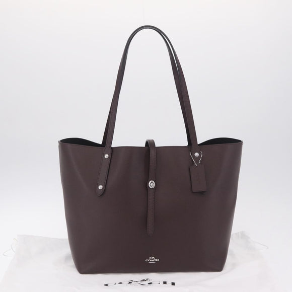 Coach Tote Bag Leather Bordeaux Silver Auth 206555A