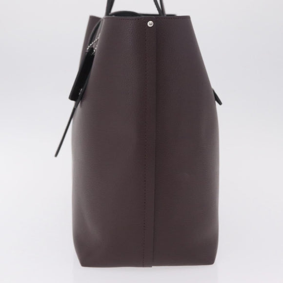 Coach Tote Bag Leather Bordeaux Silver Auth 206555A
