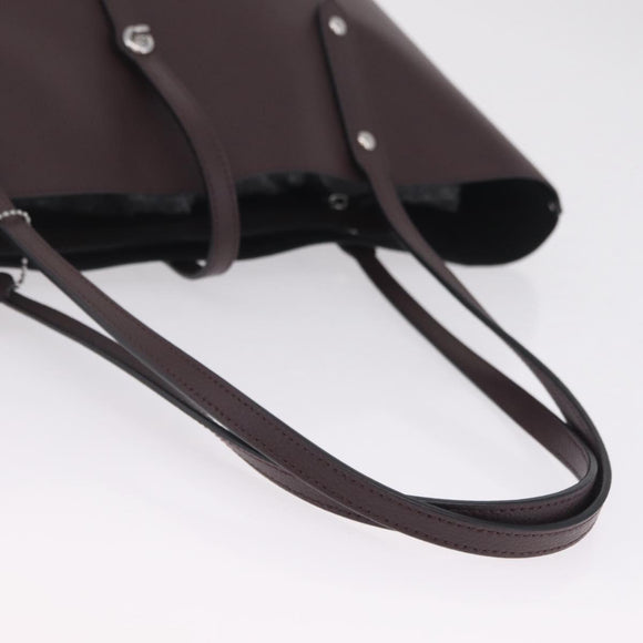 Coach Tote Bag Leather Bordeaux Silver Auth 206555A