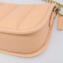 Coach Chain Shoulder Bag Leather Beige Gold Auth 206557A-10
