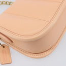 Coach Chain Shoulder Bag Leather Beige Gold Auth 206557A-13
