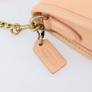 Coach Chain Shoulder Bag Leather Beige Gold Auth 206557A-14
