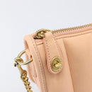 Coach Chain Shoulder Bag Leather Beige Gold Auth 206557A-16