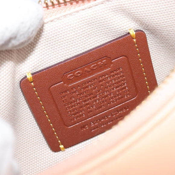 Coach Chain Shoulder Bag Leather Beige Gold Auth 206557A