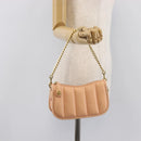 Coach Chain Shoulder Bag Leather Beige Gold Auth 206557A-23