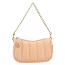 Coach Chain Shoulder Bag Leather Beige Gold Auth 206557A-2