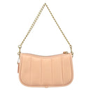 Coach Chain Shoulder Bag Leather Beige Gold Auth 206557A-3