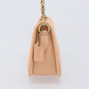 Coach Chain Shoulder Bag Leather Beige Gold Auth 206557A-4