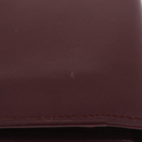 Cartier Billfold Leather Bordeaux Gold Auth 206564A
