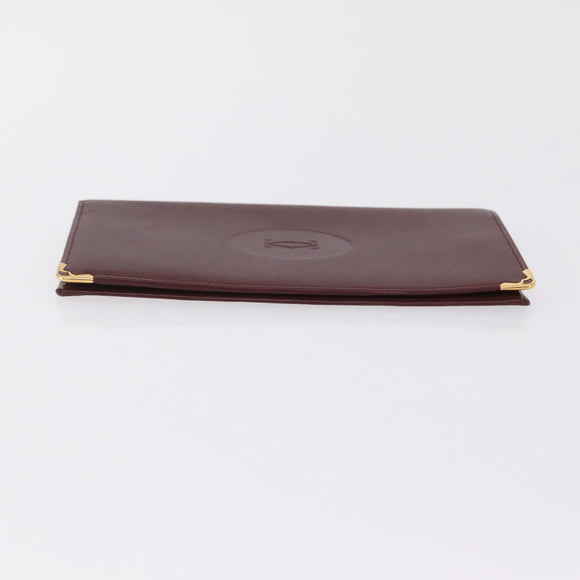 Cartier Billfold Leather Bordeaux Gold Auth 206564A